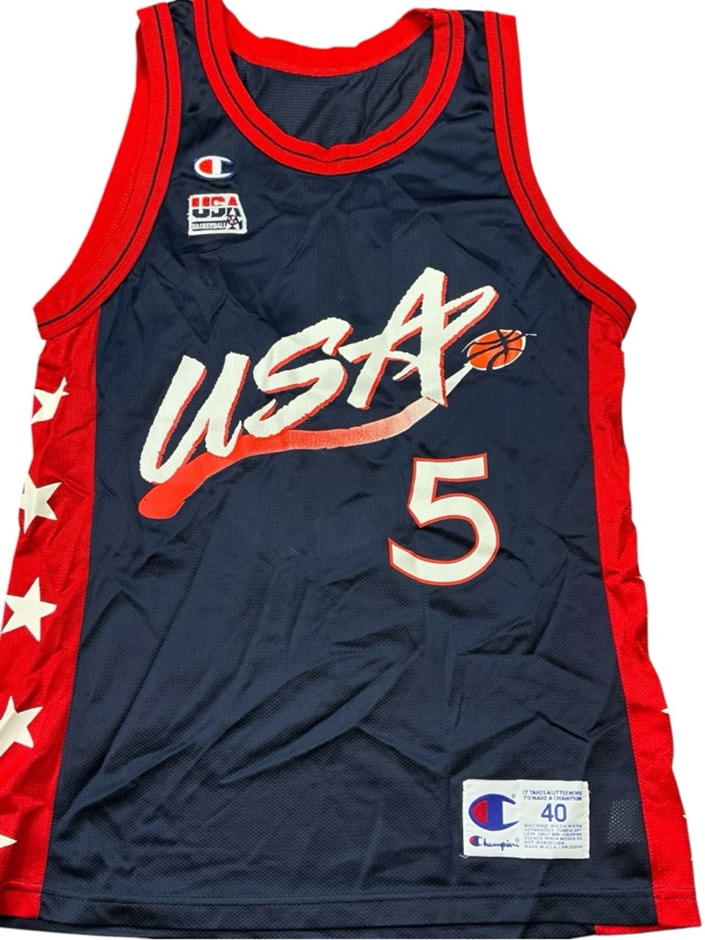 Vintage USA Olympics basketball champion NBA Grant Hill #5 jersey USA made SZ M